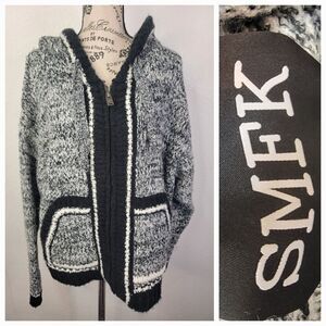 SMFK Hoodie Womens Small Zip Up Oversized Heavy Cotton Designer Streetwear